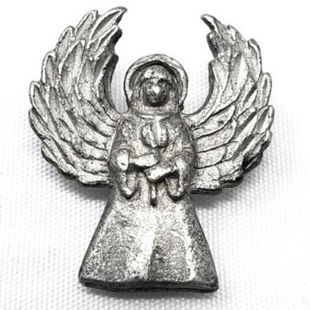 Pewter Angel Charm Pendant Coven Protection Vintage marked‎ AW .75 inches